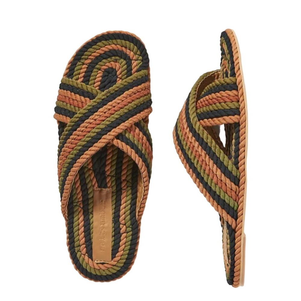 Salt + Umber Size 7 Saraya Earth Tone Fabric Rope Sandal